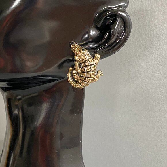 Heidi Daus Alligator Crystal Pierced Earrings NIB - Picture 3 of 12